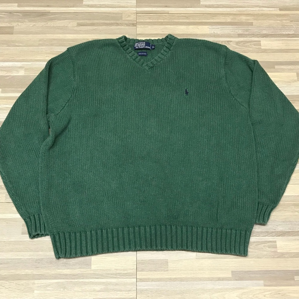 Vintage Ralph Lauren knit cotton green XL sweater